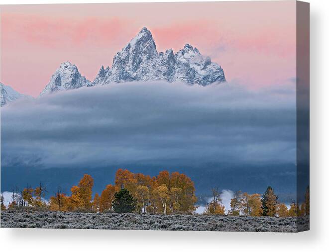 Grand Tetons Canvas Print featuring the photograph Grand Teton Color by Wesley Aston