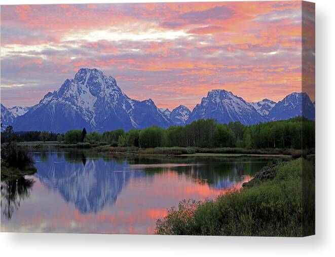 Oxbow Bend Canvas Print featuring the photograph Grand Teton National Park - Oxbow Bend Snake River by Richard Krebs