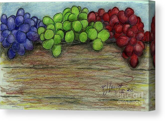 Food Canvas Print featuring the drawing Grapes by PJ Lewis