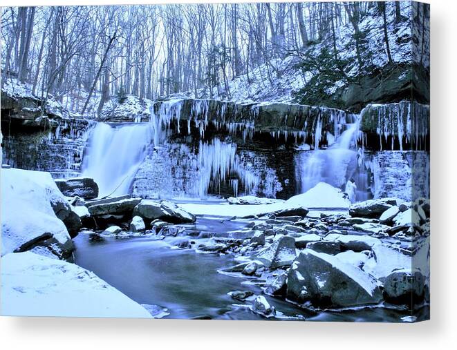  Canvas Print featuring the photograph Great Falls Winter 2019 by Brad Nellis