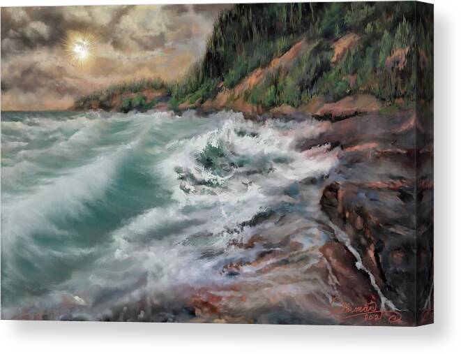 The Great Lakes Canvas Print featuring the digital art Great Lake Superior by Marilyn Cullingford