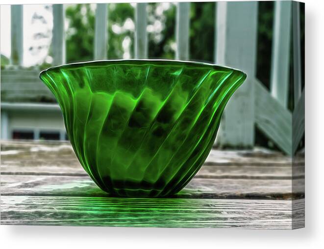 Green Bowl 1 Canvas Print featuring the photograph Green Bowl 1 by Sharon Popek