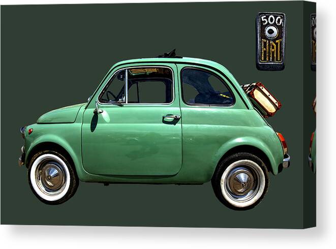 Fiat 500 Canvas Print featuring the photograph Green Fiat 500 by Worldwide Photography