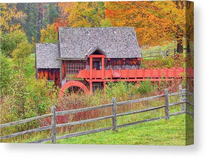 Guildhall Grist Mill Canvas Print featuring the photograph Grist Mill in Guildhall Vermont by Juergen Roth