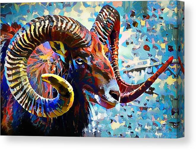 Animals Canvas Print featuring the digital art Groovy Ram by Pennie McCracken
