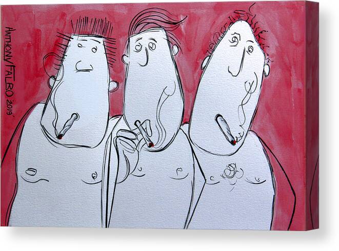 Whimsical Canvas Print featuring the painting Group Therapy by Anthony Falbo