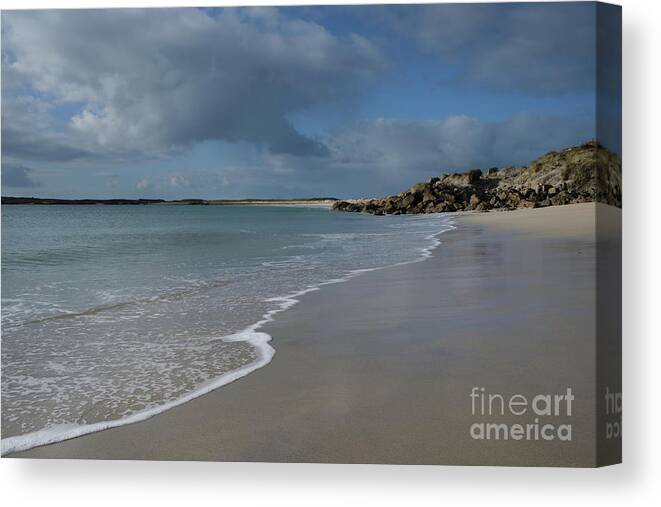 Beach Sand Ocean Blue Clouds Connemara Galway Ireland Wildatlanticway Photography Prints 2020 Canvas Print featuring the photograph Gurteen sunny day by Peter Skelton