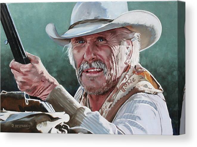 Cowboy Canvas Print featuring the painting Gus McCrae Alive by Rick McKinney