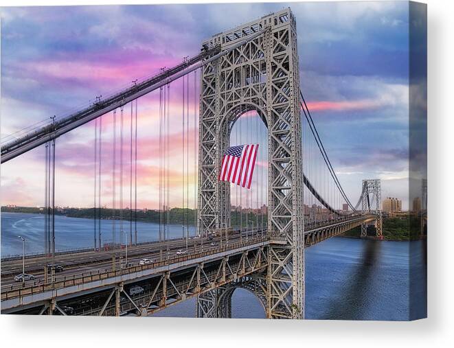 George Washington Bridge Canvas Print featuring the photograph GWB Bridge NY by Susan Candelario