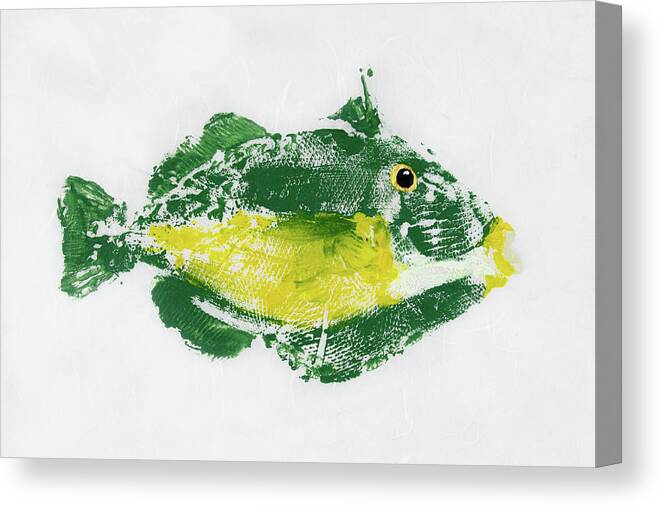 Rubbing Canvas Print featuring the mixed media Gyotaku Triggerfish 20-04 by Captain Warren Sellers