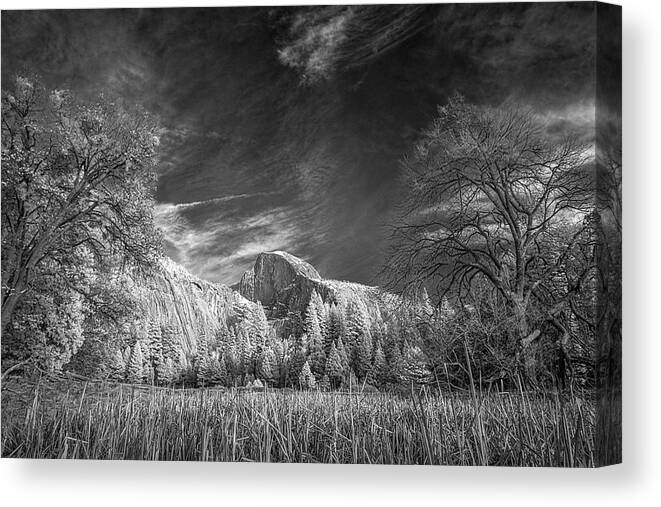 Landscape Canvas Print featuring the photograph Half Dome in Infrared by Romeo Victor