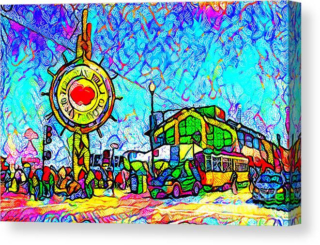 Wingsdomain Canvas Print featuring the photograph Happy Cheerful Contemporary San Francisco Fishermans Wharf 20200829 by Wingsdomain Art and Photography