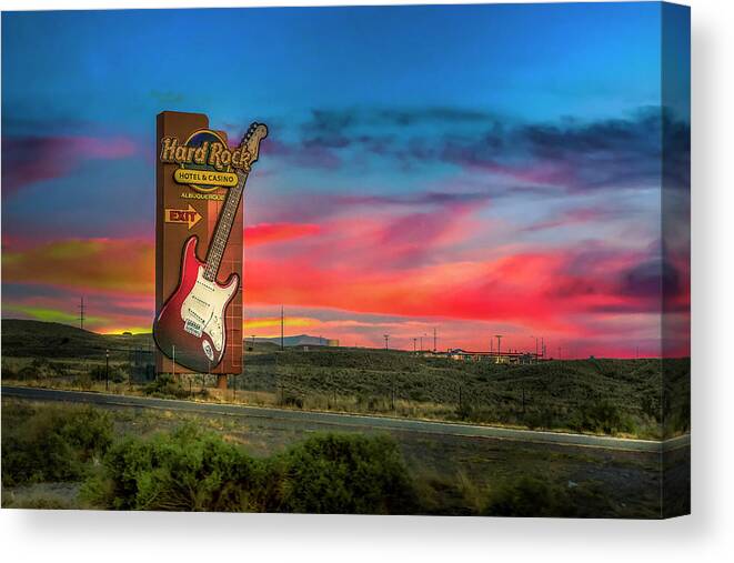 Hard Rock Canvas Print featuring the photograph Hard Rock sign by Micah Offman