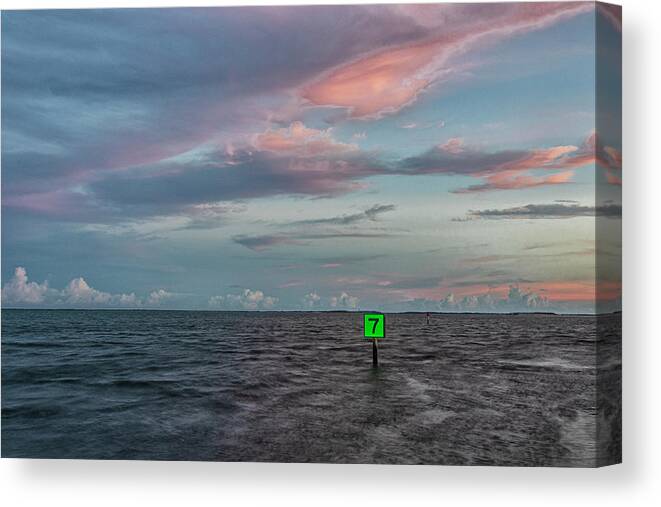 Sunset Canvas Print featuring the photograph Harkers Island Sunset on Friday the 13th by Bob Decker