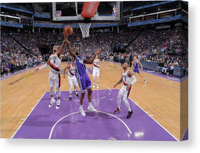 Nba Pro Basketball Canvas Print featuring the photograph Harrison Barnes and Rodney Hood by Rocky Widner