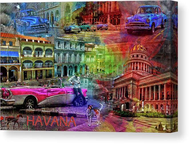 Havana Canvas Print featuring the photograph Havana Collage by Randi Grace Nilsberg