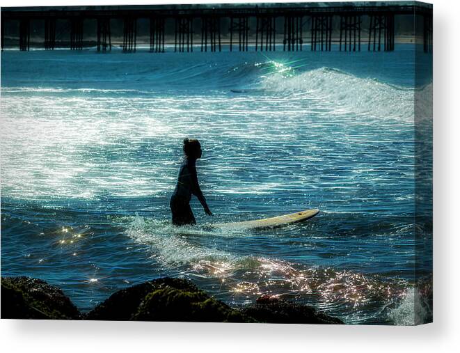 Ventura Beach Canvas Print featuring the photograph Heading Out To The Waves by Dan Friend