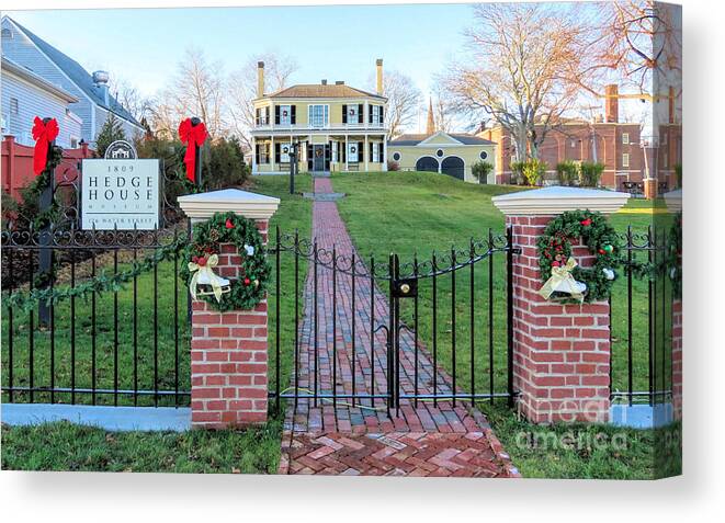 Hedge House Canvas Print featuring the photograph Hedge House holiday season by Janice Drew