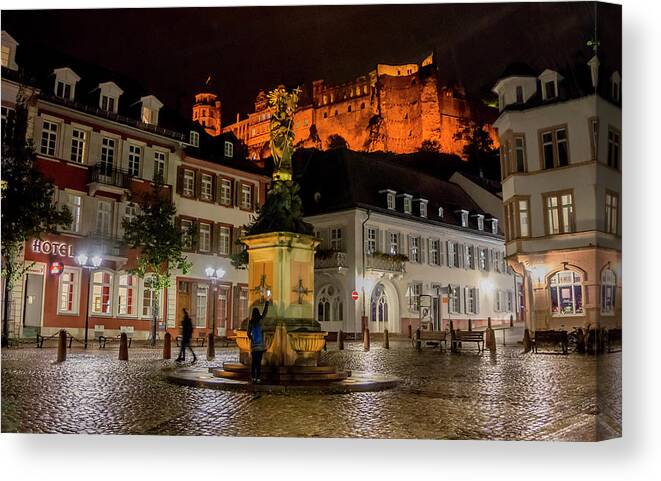 Heidelberg Canvas Print featuring the photograph Heidelberg Square, Castle Ruins by WAZgriffin Digital