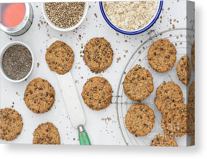 Biscuit Canvas Print featuring the photograph Hemp and Chia Seed Cookies by Tim Gainey