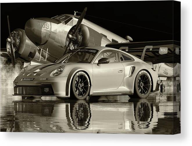 Porsche Canvas Print featuring the digital art High Performance Porsche 911GT 3 RS by Jan Keteleer