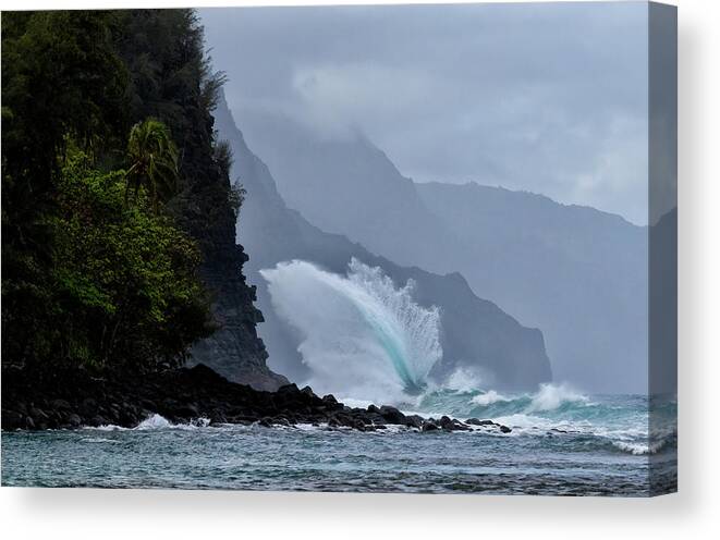 Kauai Canvas Print featuring the photograph High Surf on Napali Coast by Cheryl Strahl