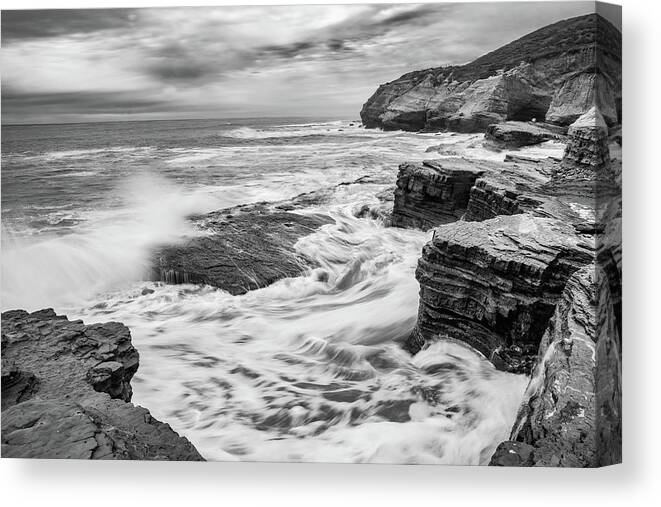 Sunset Cliffs Canvas Print featuring the photograph High Tide At Sunset Cliffs by Local Snaps Photography