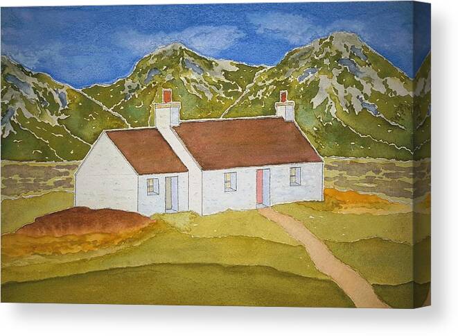 Watercolor Canvas Print featuring the painting Highland Home by John Klobucher