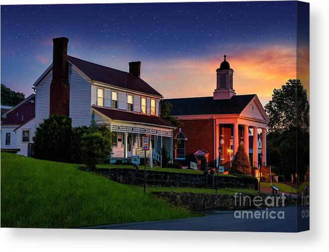 Sunset Canvas Print featuring the photograph Historic Blountville at Twilight by Shelia Hunt