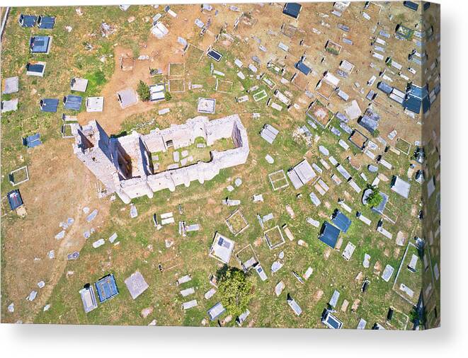 Church Canvas Print featuring the photograph Historic church of Holy Salvation ruins and historic graveyard i by Brch Photography