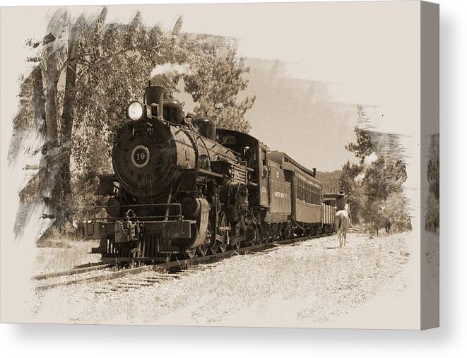 Train Canvas Print featuring the photograph Hold Up of The Sumpter Valley Railway by Ira Marcus