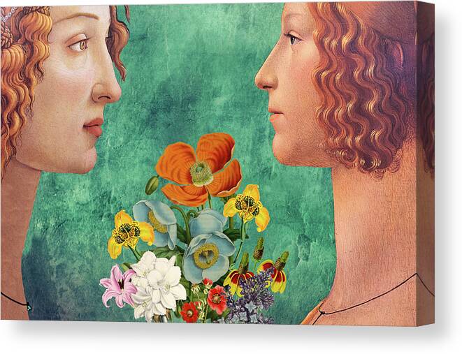 Sandro Botticelli Canvas Print featuring the digital art Homage to Sandro Botticelli by Lorena Cassady