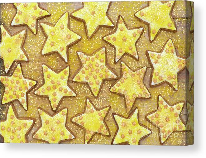 Christmas Cookies Canvas Print featuring the photograph Homemade Christmas Star Biscuits by Tim Gainey