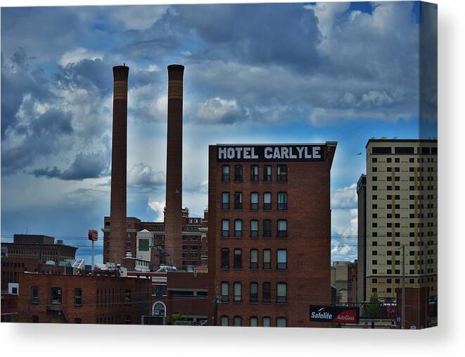 Hotel Carlyle Canvas Print featuring the photograph Hotel Carlyle, Cityscape, Spokane, Washington by Lkb Art And Photography