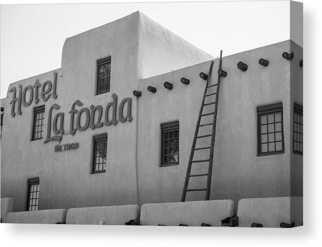 American Southwest Canvas Print featuring the photograph Hotel. La Finda and Ladder by John McGraw