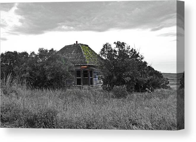  Canvas Print featuring the digital art House In Hardman, Ghost Town 3 by Fred Loring