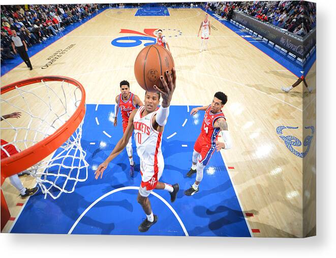 Nba Pro Basketball Canvas Print featuring the photograph Houston Rockets v Philadelphia 76ers by Jesse D. Garrabrant