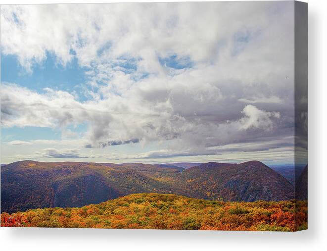 Autumn Canvas Print featuring the photograph Hudson Highlands Autumn Mountain Top by Auden Johnson