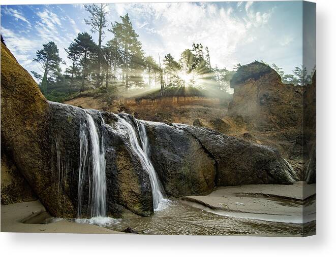 Hug Point Canvas Print featuring the photograph Hug Point Oregon by Wesley Aston