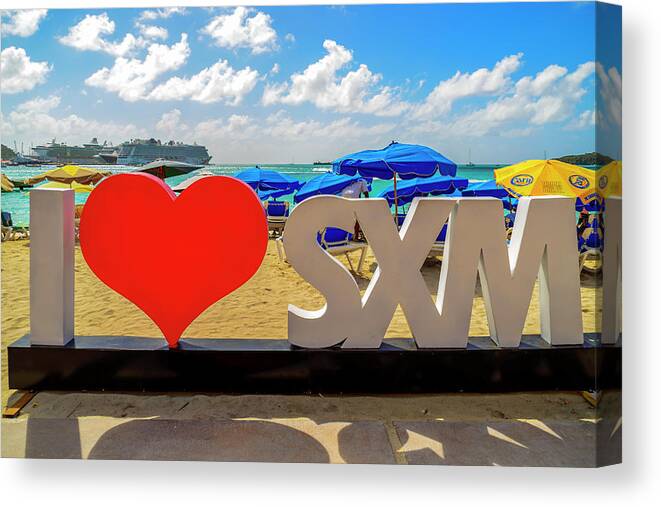 Cruise Canvas Print featuring the photograph I love St. Maarten by AE Jones