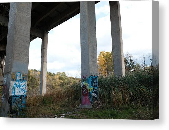 Urban Canvas Print featuring the photograph I spent autumn under bridges X by Kreddible Trout