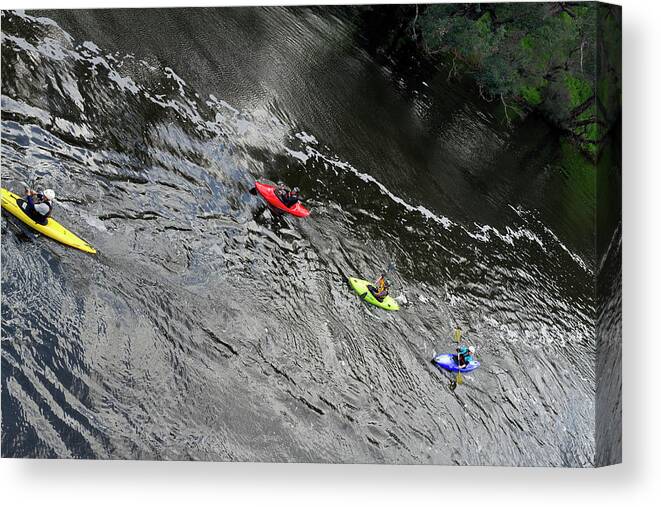 Kayaks Canvas Print featuring the photograph I Think we'll go this Way by Elaine Teague