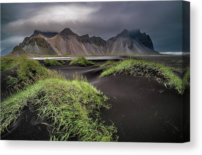 Stokksnes Canvas Print featuring the photograph Iceland - Stokksnes and the Vestrahorn by Olivier Parent