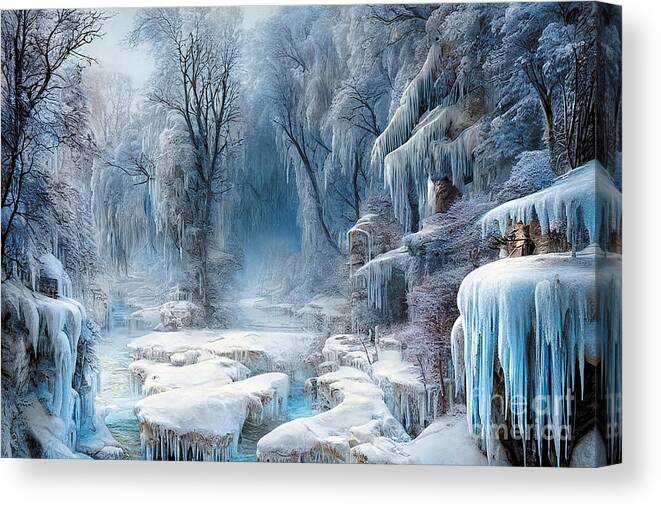 Icy Winter Landscape Canvas Print featuring the digital art Icy Winter Landscape by Kaye Menner by Kaye Menner