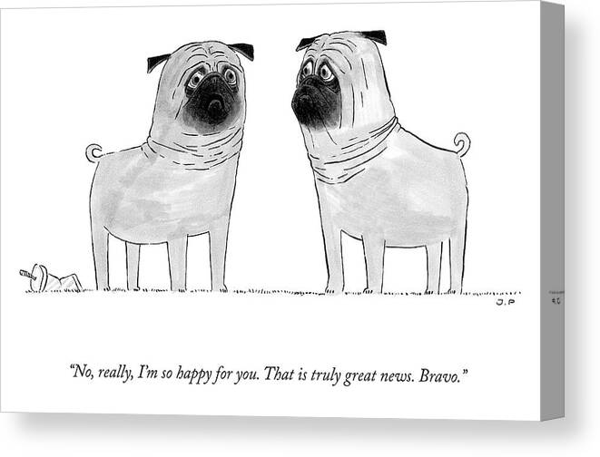 A25378 Canvas Print featuring the drawing I'm So Happy For You by Julia Leigh and Phillip Day