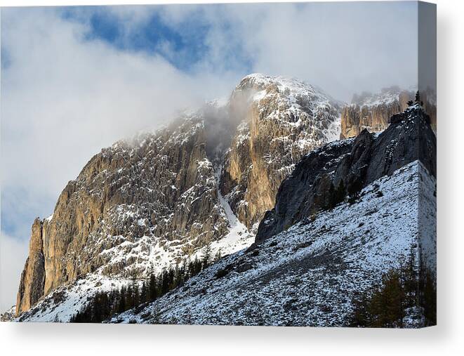 Mountain Landscape Canvas Print featuring the photograph In the clouds - 13 - French Alps by Paul MAURICE