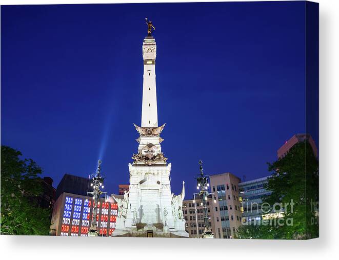 2015 Canvas Print featuring the photograph Indianapolis Indiana Soldiers and Sailors Monument at Night Phot by Paul Velgos