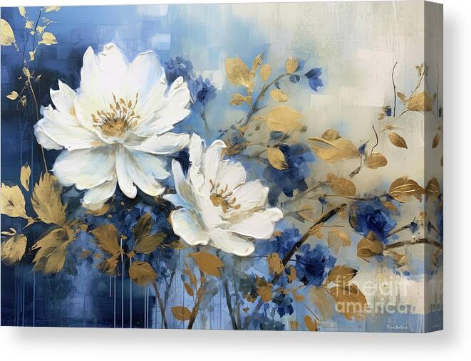 Flowers Canvas Print featuring the painting Indigo Morning by Tina LeCour