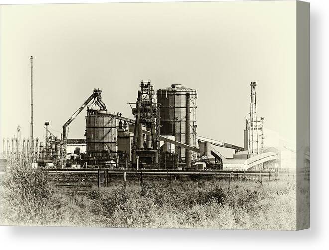 Industrial Canvas Print featuring the photograph Industrial Plant Monochroe by Jeff Townsend