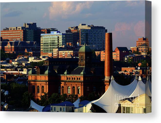 Baltimore Canvas Print featuring the photograph Inner Harbor architecture Baltimore by James Brunker